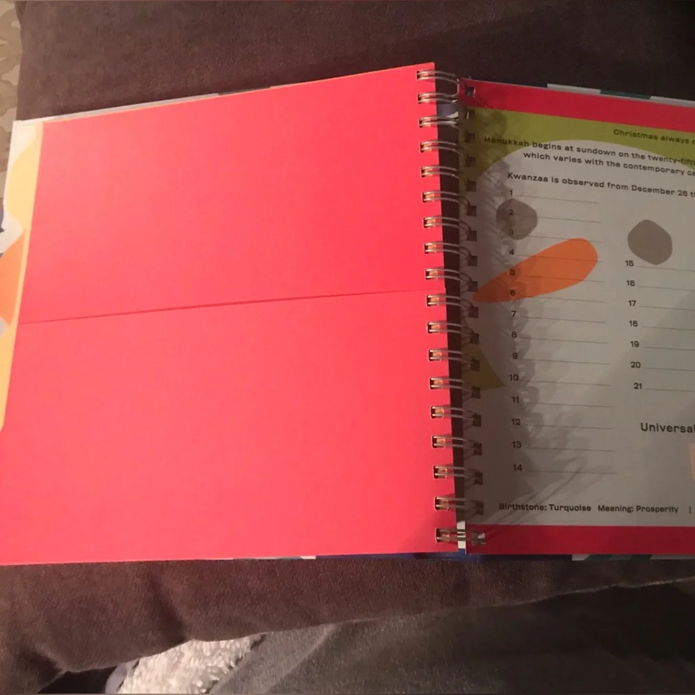 Special days monthly note/card holder with pockets on one side & days on other.